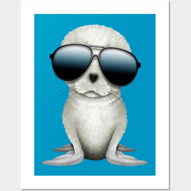 Cute Baby Arctic Seal Wearing Sunglasses Wall Art by jeffbartels